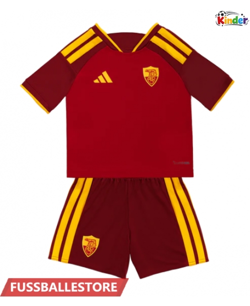 Günstige AS Roma Evan Ndicka #5 Heimtrikotsatz Kinder 2026-27 Kurzarm (+ Kurze Hosen)